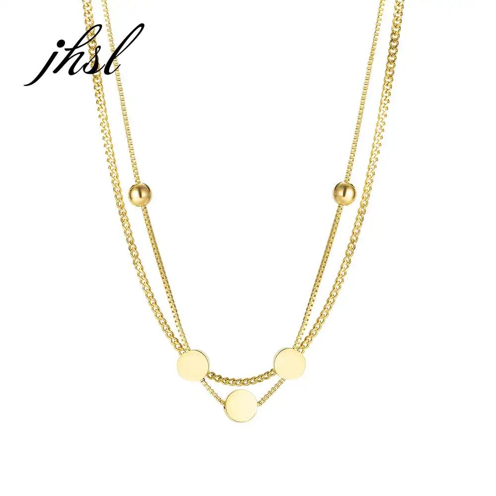

JHSL Women Necklaces Pendants Classic Gold Color Fashion Jewelry Girlfriend Birthday Gift Stainless Steel Chain