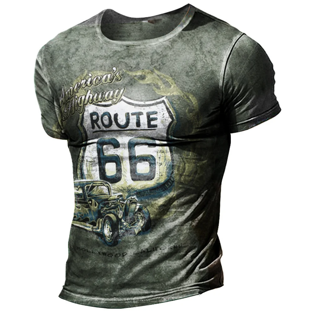 

2022 T Shirts for Men Summer 3D Vintage Print 66 Letter American Camiseta Men Clothing Short Sleeve O-Neck Oversized T-Shirt Hot