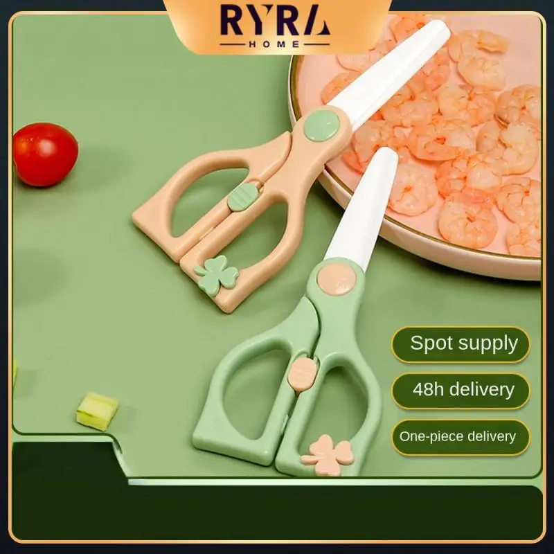 

Safe Baby Food Scissors Meat Cutting Supplementary Food Scissors Portable Safety Lock Childrens Ceramic Scissors