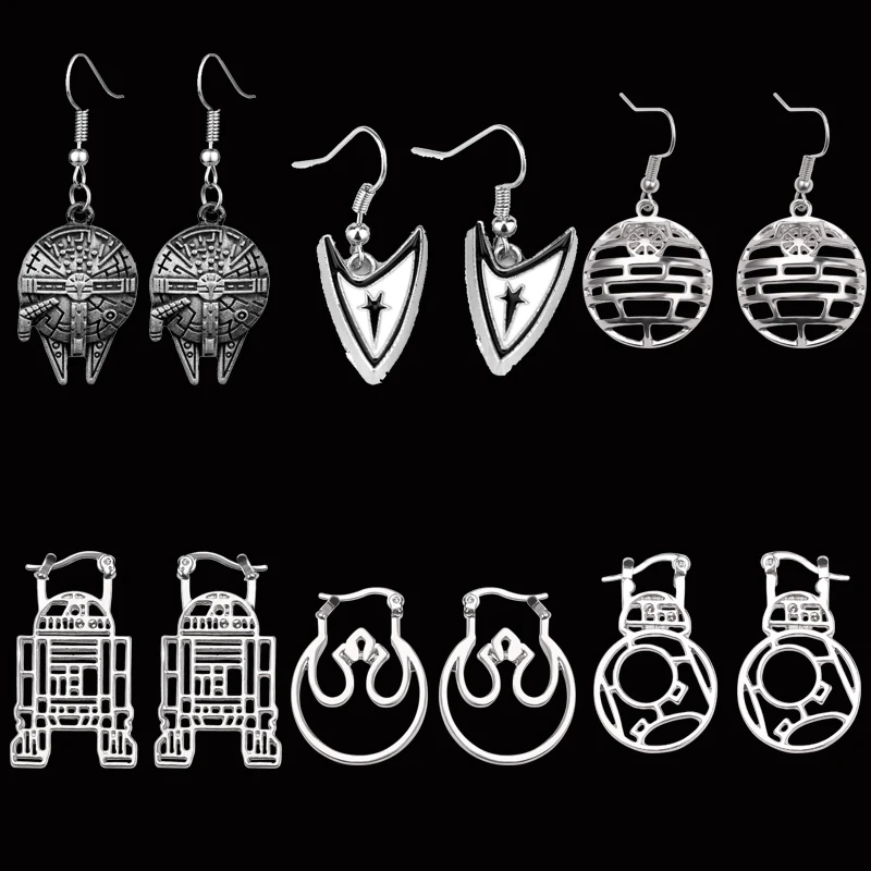 Star Wars Earring Women Jewelry Trendy Robot Millennium Falcon Spacecraft Stud Earrings Alloy Earrings Accessories Gift