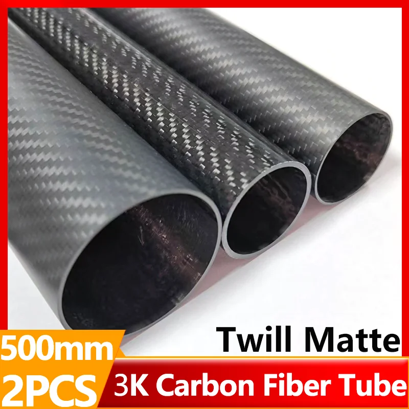 

2 шт. саржевая матовая трубка из углеродного волокна 3k, наружный диаметр 20 22 24 26 28 30 32 34 35 38 40 мм, длина 500 мм, высокопрочная полая трубка из углеродного волокна