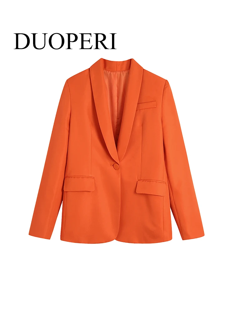 

Женский твидовый приталенный пиджак DUOPERI с контрастным принтом и подкладкой, винтажный пиджак с длинными рукавами и карманами, женская верх...