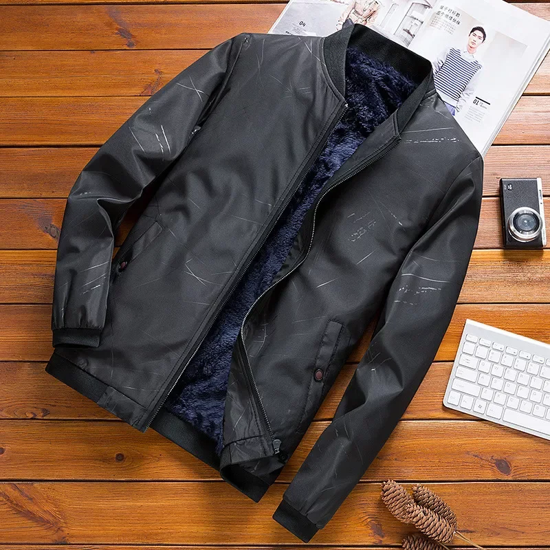 

2023NEW Men's Bomber Jackets Winter Men Fleece Warm Business Coats Casual Outwear Slim fit Business Thermal Jacket Mens Clot