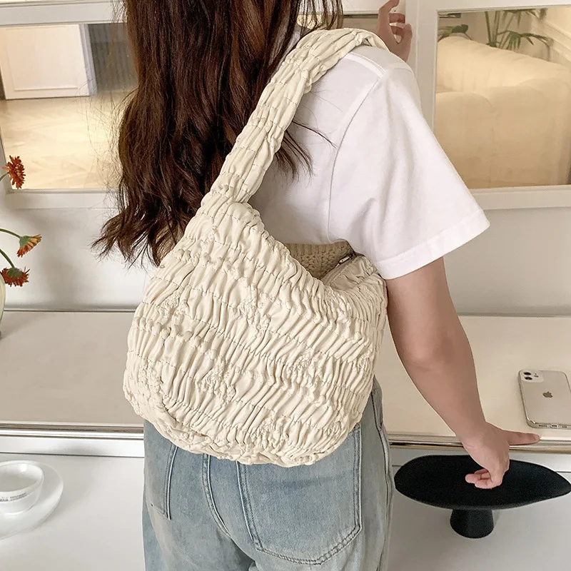

Women's shoulder bag PU leather new portable armpit bag female new design pleated bag high-end underarm bag for women ladies