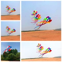 free shipping 6m large rainbow windsocks kites surf ripstop nylon kite flying reel kevlar paragliding fish giochi