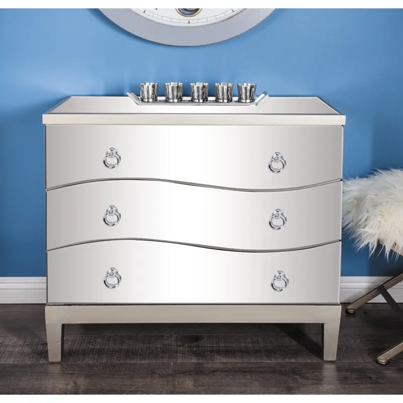 

Gorgeous 32" White Wood Mirrored 3 Drawers Chest - Perfect Home Decor, Pillow and Blanket Storage Solution for Your Home.