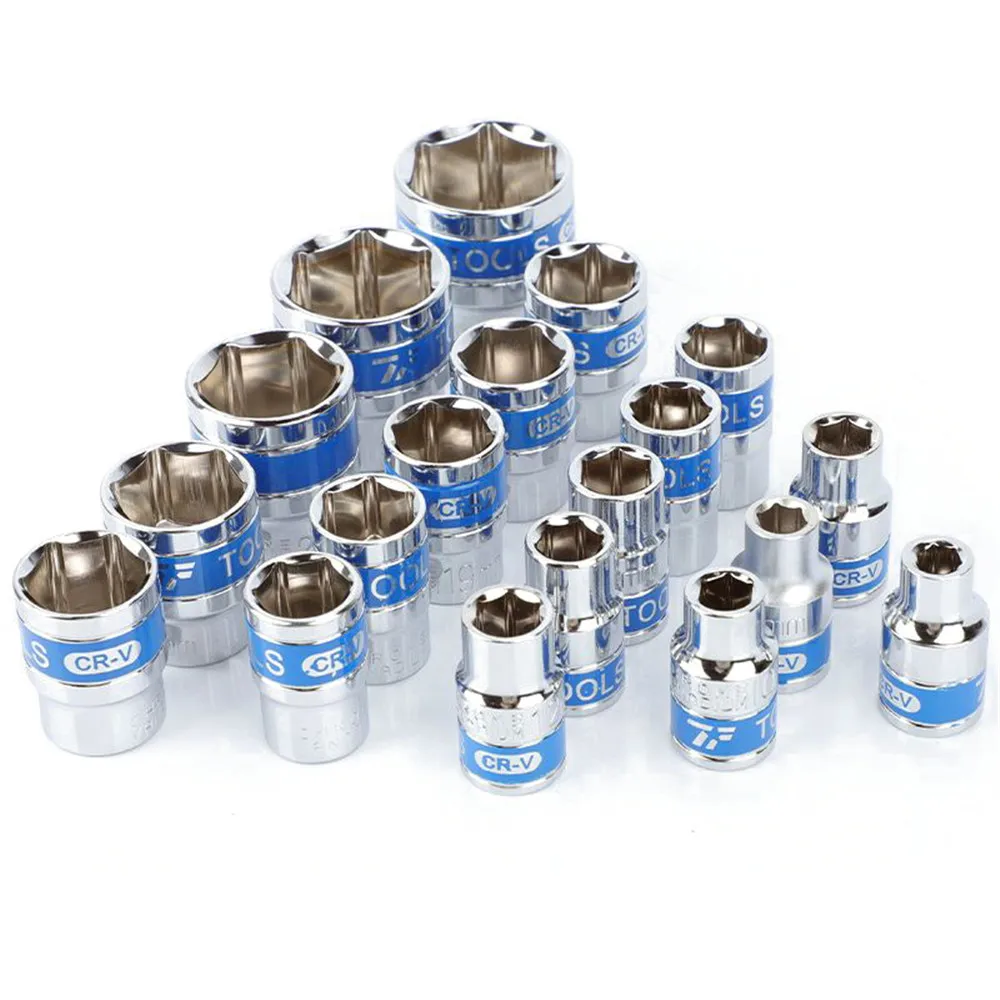 

19pcs 1/2 Inch 8-36mm CR-V Steel Hex Sockets for Nut Removal Anti-rust Treatment Blue Drive Short Ratchet Wrench Socket