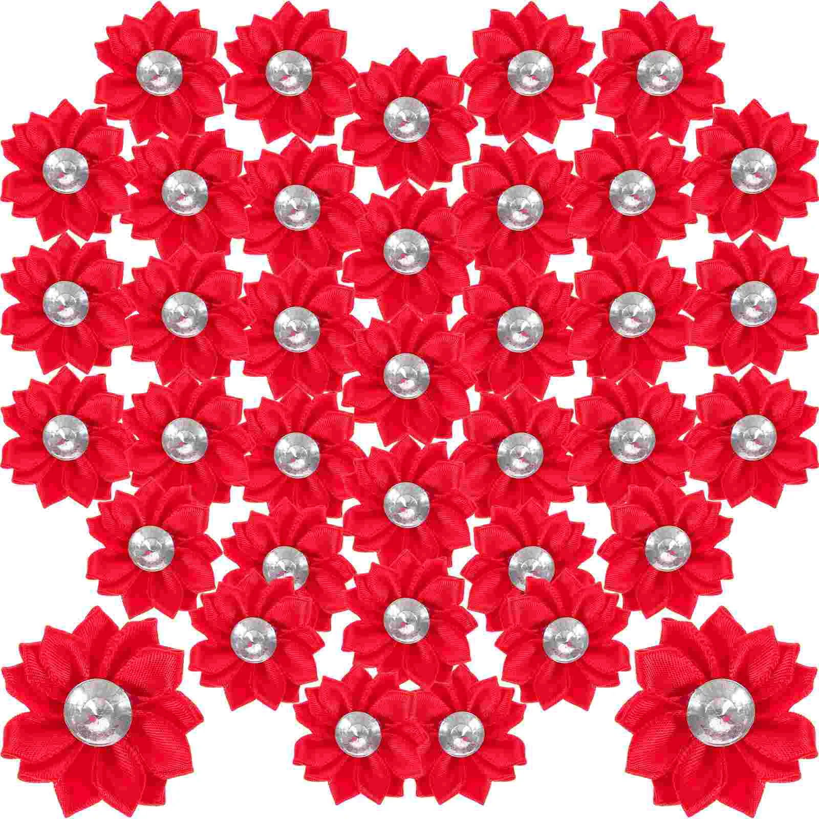 

Flowers Flower Ribbon Hair Satin Appliques Clip Rhinestone Diy Daisy Fabric Wedding Rose Miniature Accessory Fake Home decor