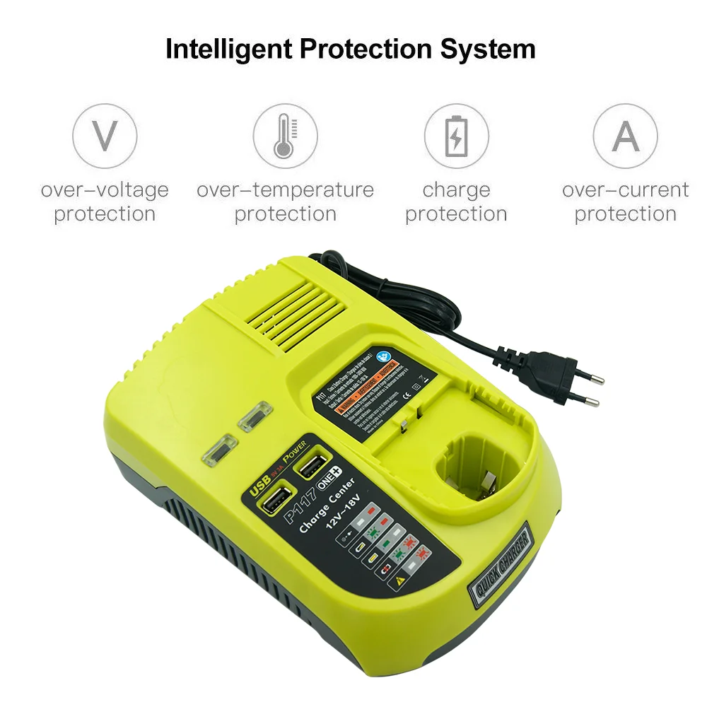 P117 3A Li-Ion Ni-MH Ni-Cd Универсальный Перезаряжаемый Аккумулятор Charger для Ryobi 12-18V Battery P100