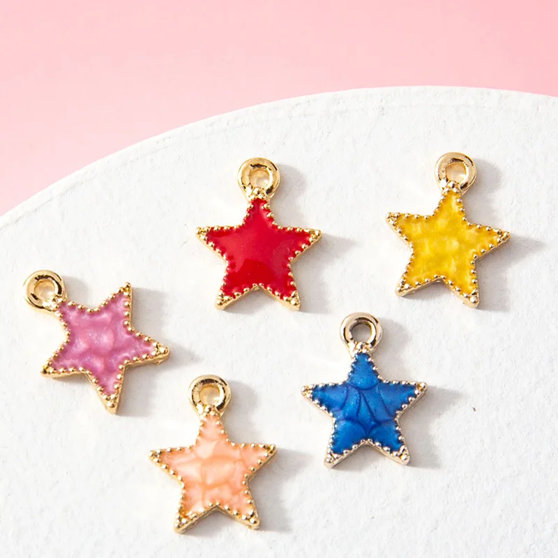 

20pcs/Lot Pearlescent Stars Enamel Charms Diy Alloy Drip Oil Gold Silver Color Tone Jewelry Bracelet Earring Making DIY Pendants