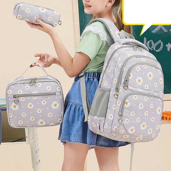 

3 Pcs/Set School Bag for Girls Children Backpack Schoolbags Teenage Lunchbox School Child With Pencil Case Kids 2023 Black
