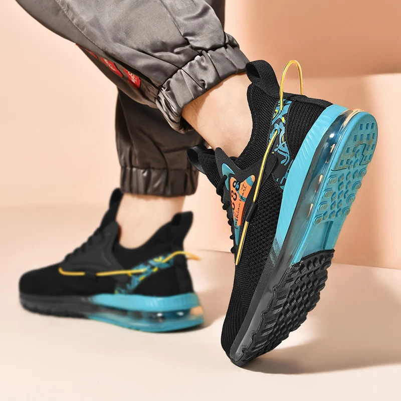 Full Air Cushion Sneakers for Men Large Size 39-48 Mesh Running Sports Shoes Comfortable Lace-up Tenis Masculino Free Shipping