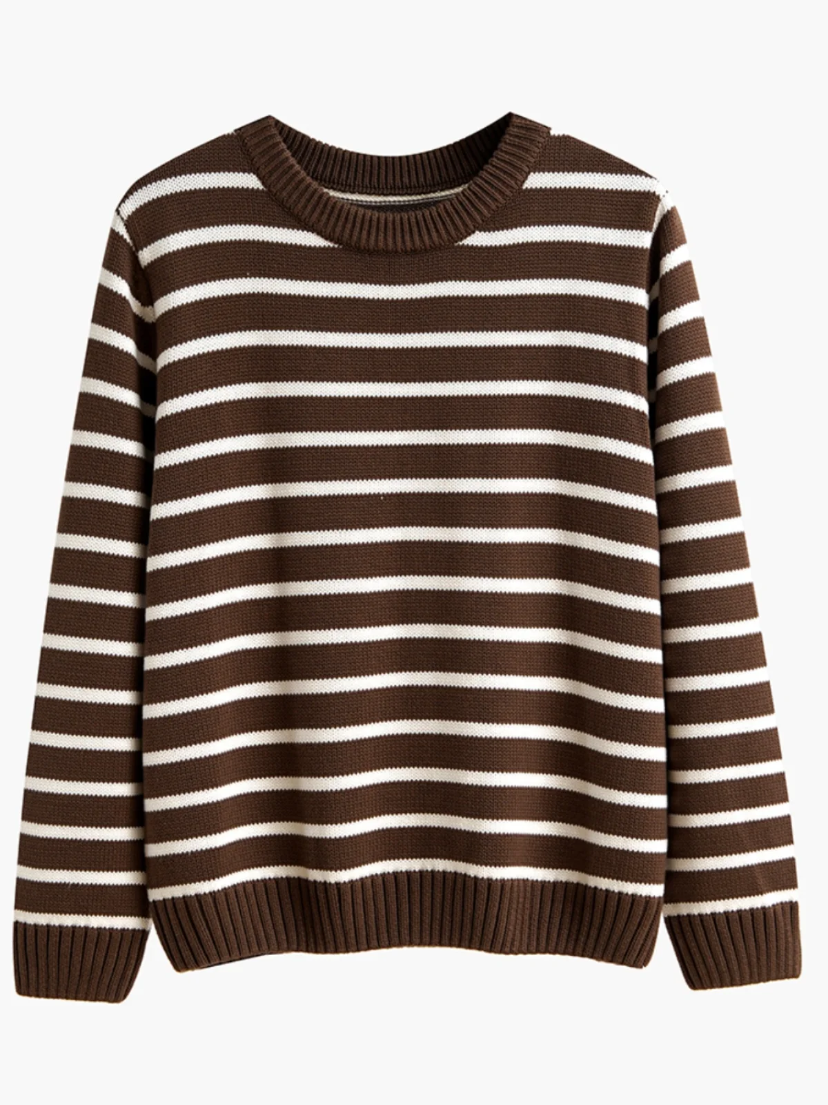 Черно-белый полосатый свитер Женский круглый вырез Осень и зима Новая верхняя