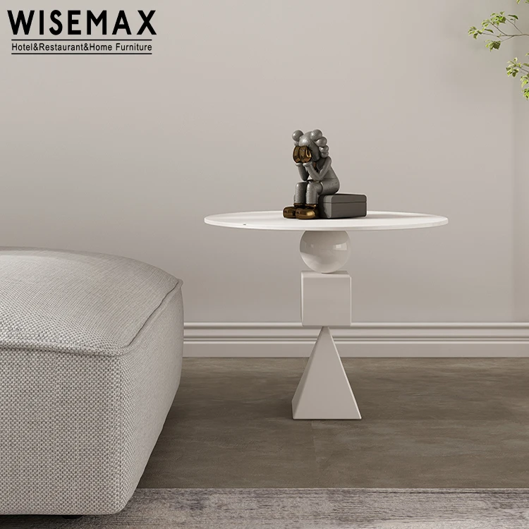 

WISEMAX FURNITURE Manufacturer round wooden coffee table living room sofa side table unique base center tables
