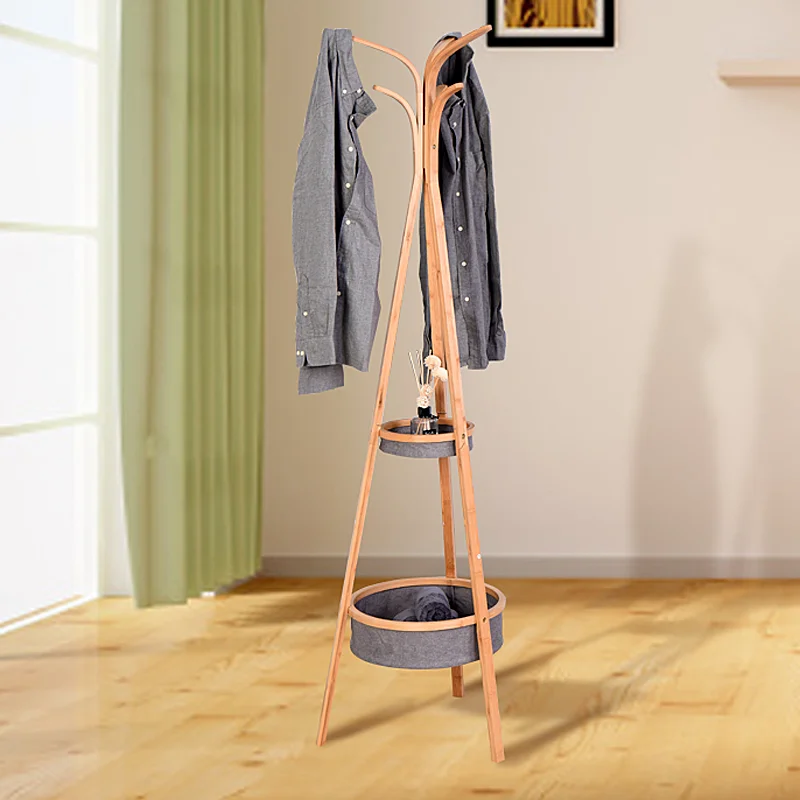 

Living Room Bamboo Coat Rack with Storage Rack Φ15.1 x 66.9 inch