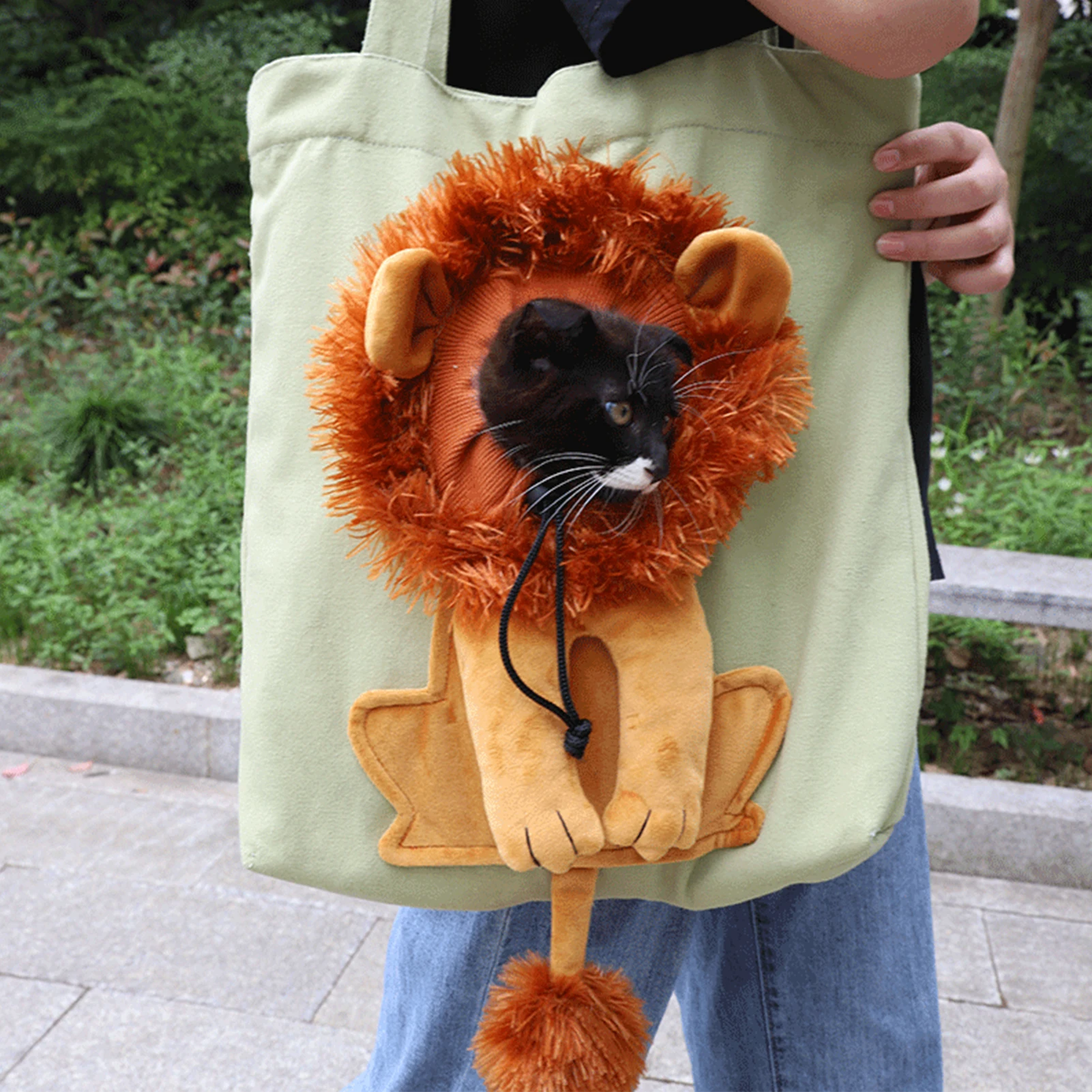 

Lion Shape Cat Carriers Bags Adjustable Zipper Transport Bag for Dogs Outdoor Pet Shoulder Bags Puppy Carrier Canvas Tote Pouch