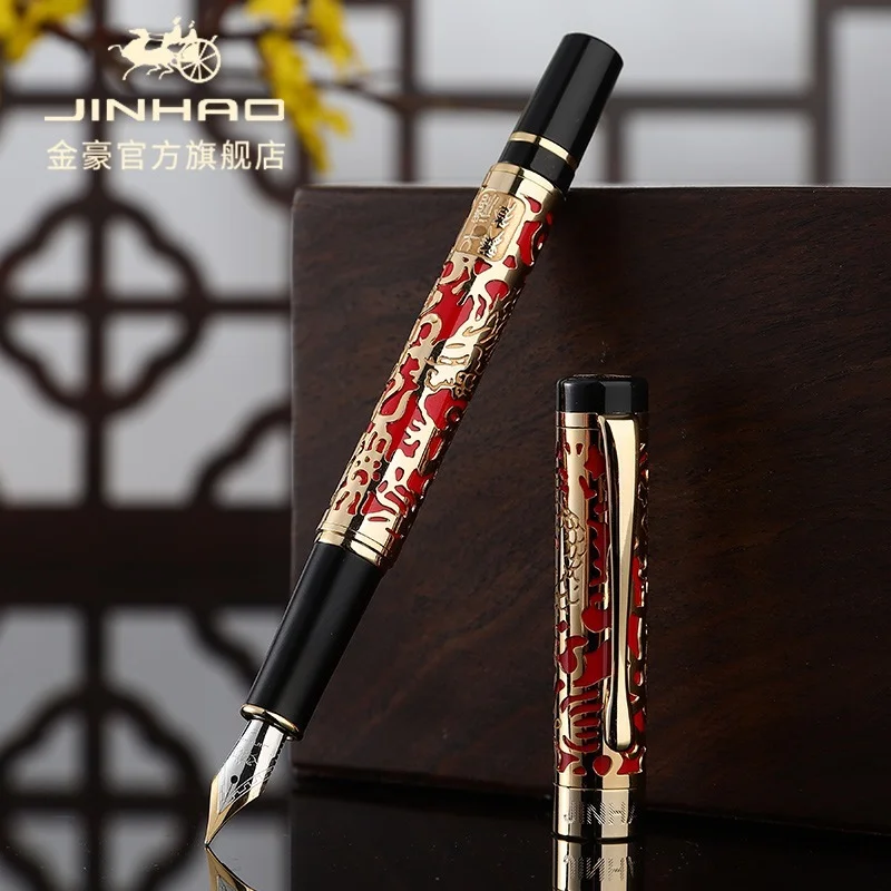 

JINHAO 5000 High Quality Metal Dragon Fountain Pen Luxury 0.5MM F Nib Ink Pens for Writing Office School Supplies New