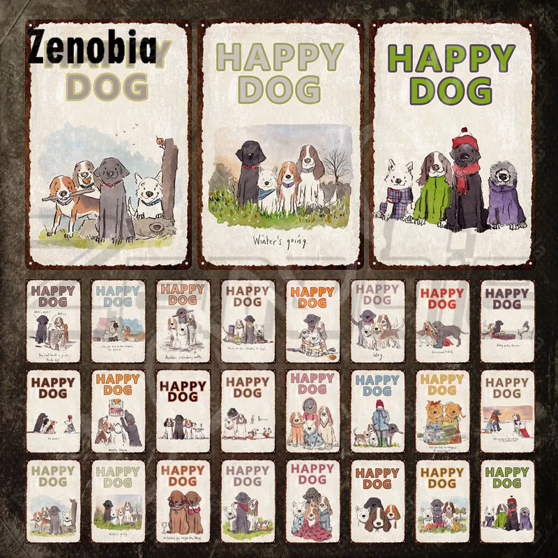 Рисунок 2 - Жестяная Табличка Happy Dog с милыми собаками