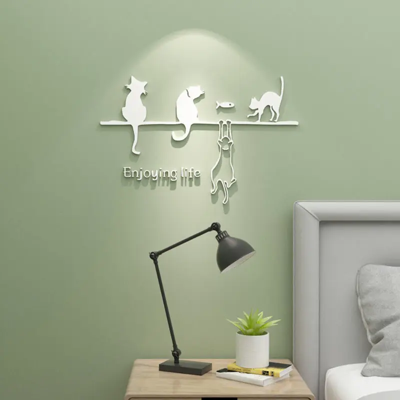 

Acrylic Cartoon Cat Wall Stickers 3D DIY Painting Wall Decal Self-adhesive Living Room Office Wallpaper Mural Art Home Decor