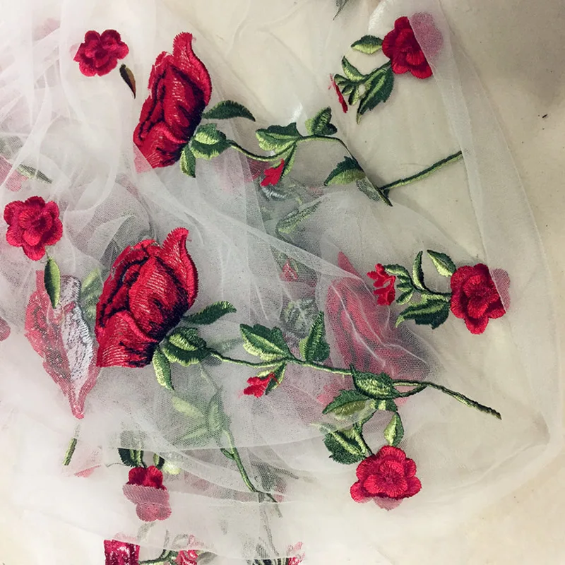 Юбка платье модная ткань хорошо выглядит черная сетка вышивка розы кружевная