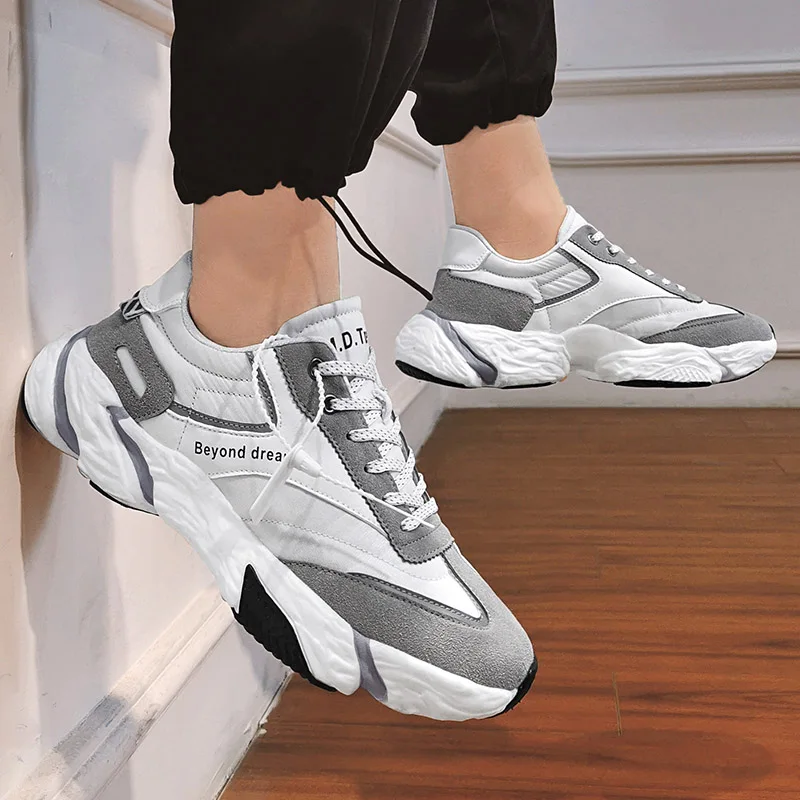 Men Fashion Lace-up Breathable Platform Sneakers Sports Youth Trend Tennis Non-slip Running Shoes