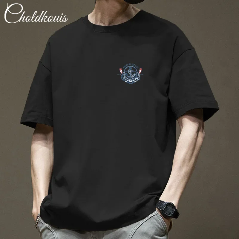 Винтажная мужская хлопковая футболка в американском стиле из чистого хлопка с