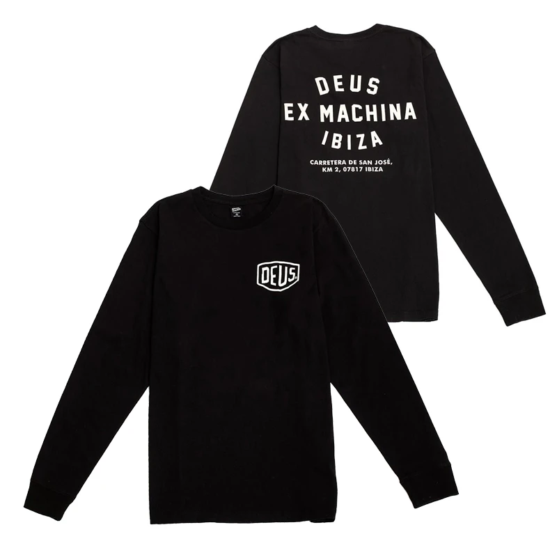 DEUS EX MACHINA черные футболки для пар с длинным рукавом и круглым вырезом шикарные