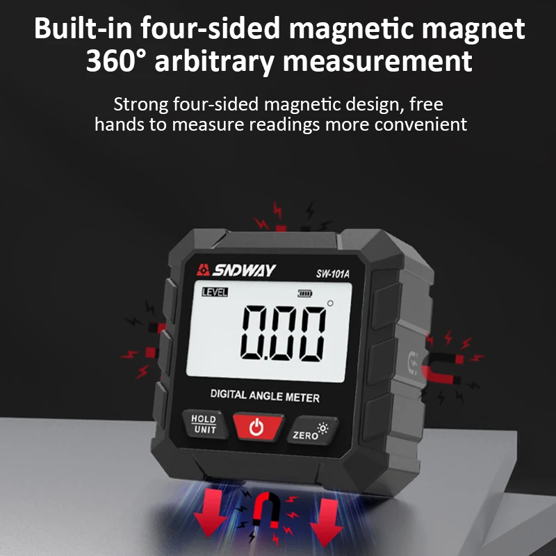 SW-101A Цифровой инклинометр 4-сторонний магнитный 4x90 ° Измерение угла наклона