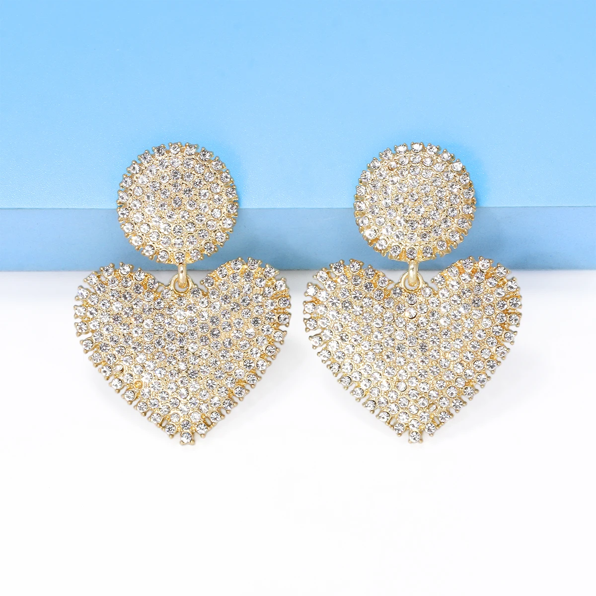 

JURAN Luxury Full Rhinestone Heart Drop Earrings for Women Fashion Shiny Crystal Dangle Earrings Statement Jewelry Gifts