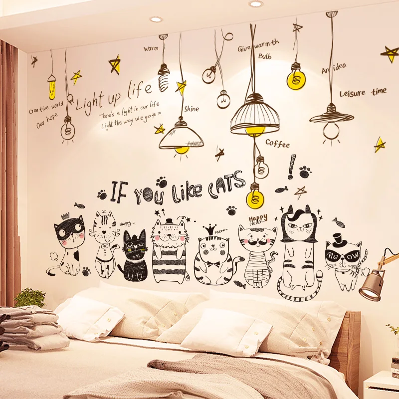 

[Shijuekongjian] Электрические светильник почки, настенные наклейки, виниловые DIY черные кошки, настенные наклейки для гостиной, украшения детской спальни