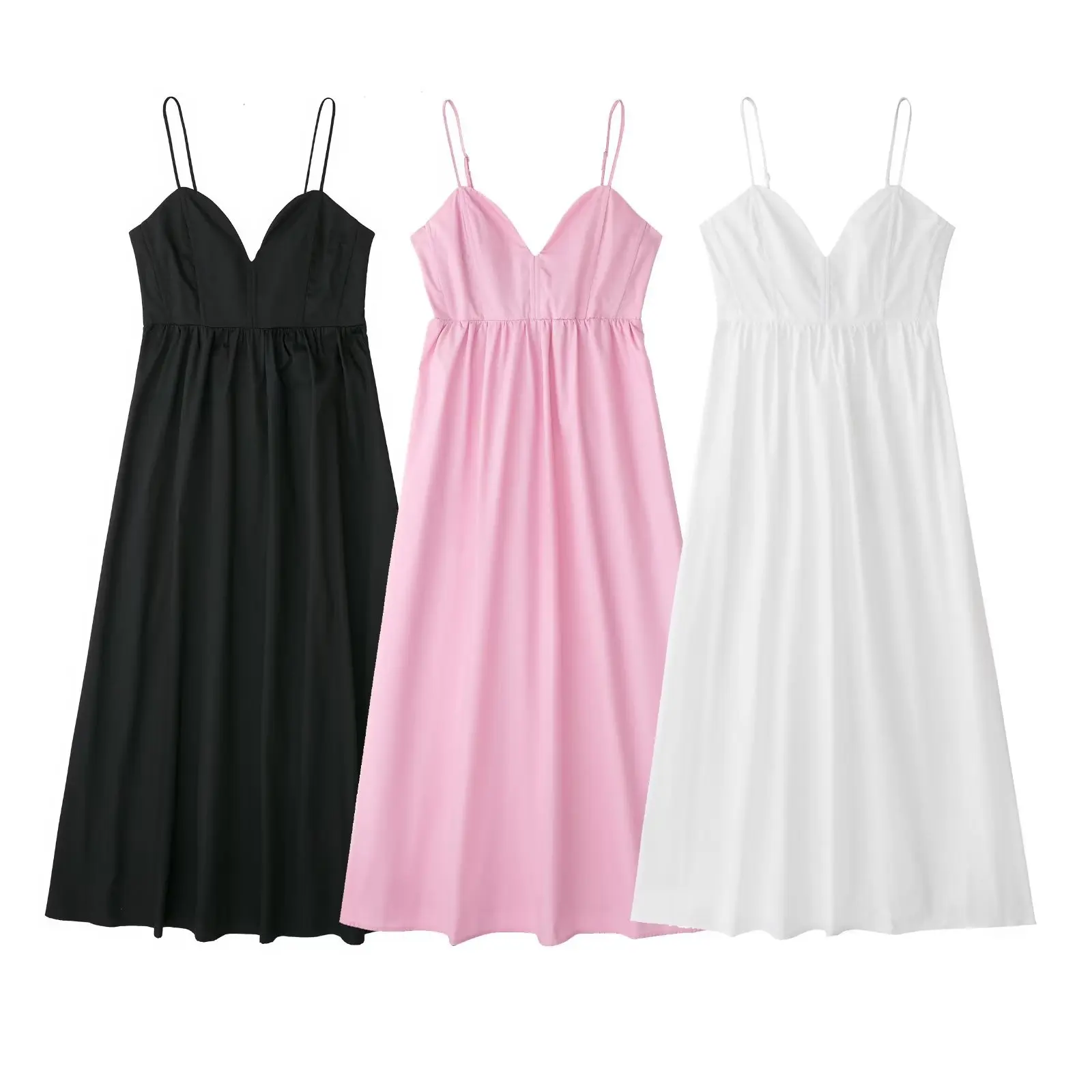 

Оптовая продажа, Новинка лета 2022, шелковое однотонное тонкое платье средней длины на бретелях