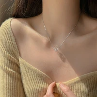 fashion style silver color lucky circle geometry chain necklace geometry transfer beads pendent necklace for girl christmas gift