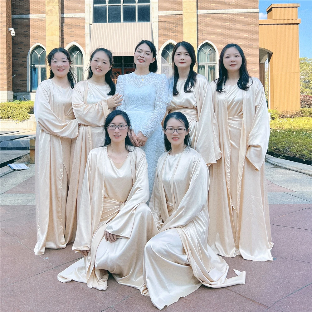 Ид Дубай костюм из трех предметов мусульманские атласные халаты кимоно с