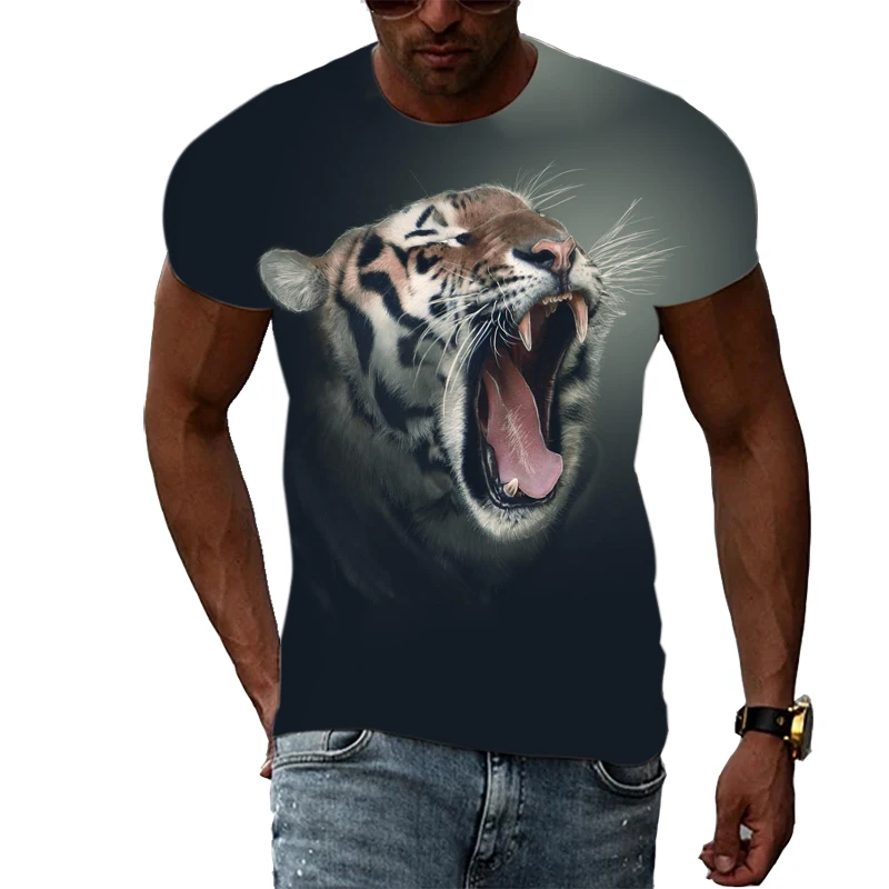 Summer Trend Animal Tiger graphic t shirts Fashion Casual 3D Printing t-shirts with short sleeves Hip Hop trendyol men's store |