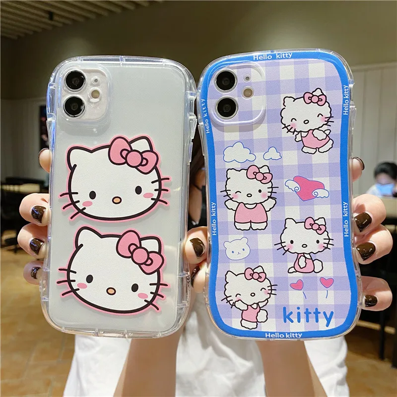 

Sanrio Hello Kitty Transparent Waves Case For iPhone 14 13 12 11 Pro Max XR XS MAX 6 7 8 Plus Kolomi Melotti Soft Silicone Cover