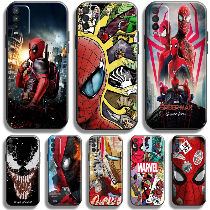 

Venom Spiderman Iron Man Phone Case For Xiaomi Redmi Note 8 8T Pro Case For Redmi 8 8A TPU Black Back Carcasa Liquid Silicon