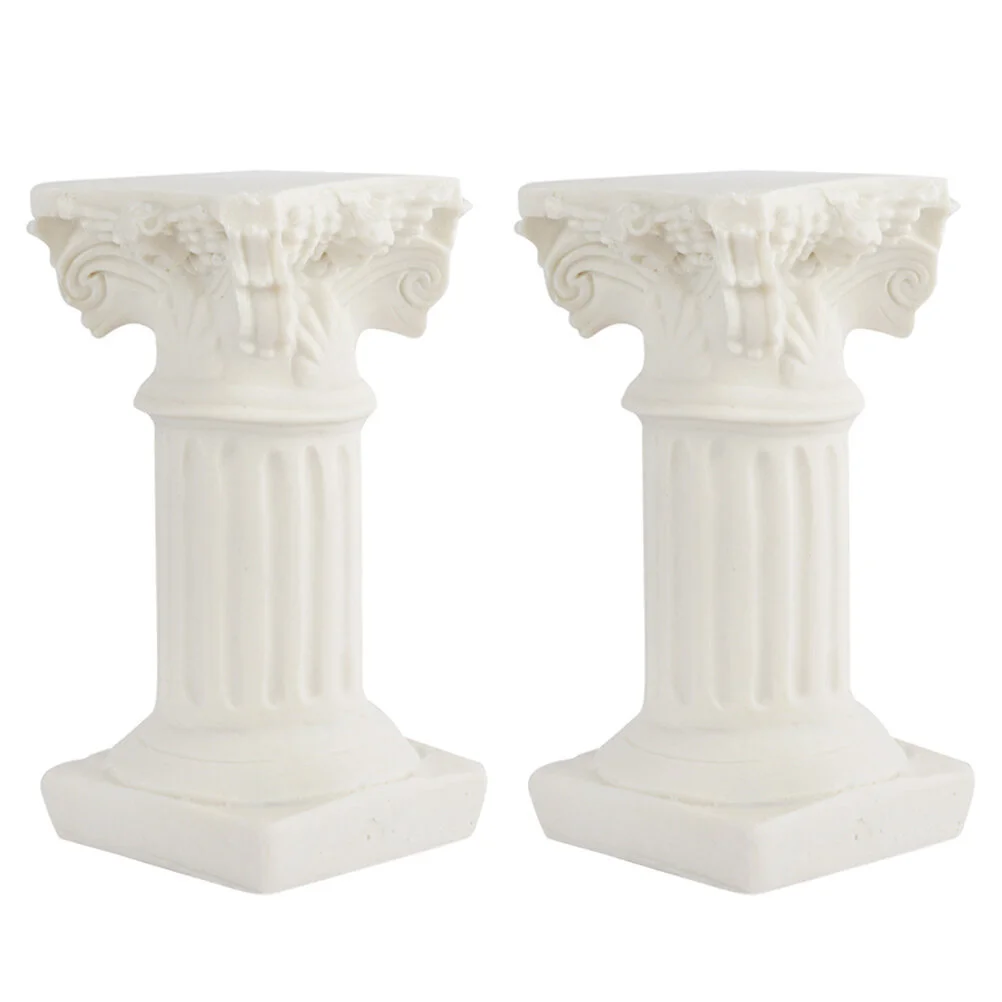 

2 Pcs Mini Style Dining Table Centerpieces Home Artistic Decor Statue Nordic Ornament Resin Scene Roman Pillar