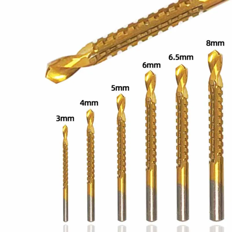 

Twist Drill Bits Set 3-8mm HSS Serrated Grooving Cutting Tap Spiral Saw Wood Metal Plastic Hole Saw Titanium Drill Tools