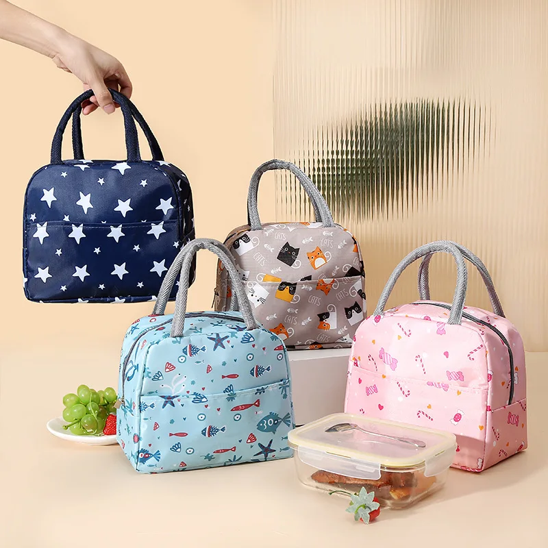 

Cartoon Cute Thermal Lunch Bag Portable Bento Box Aluminum Foil Insulated Food Storage Bag Outdoor Picnic Handbag Lonchera