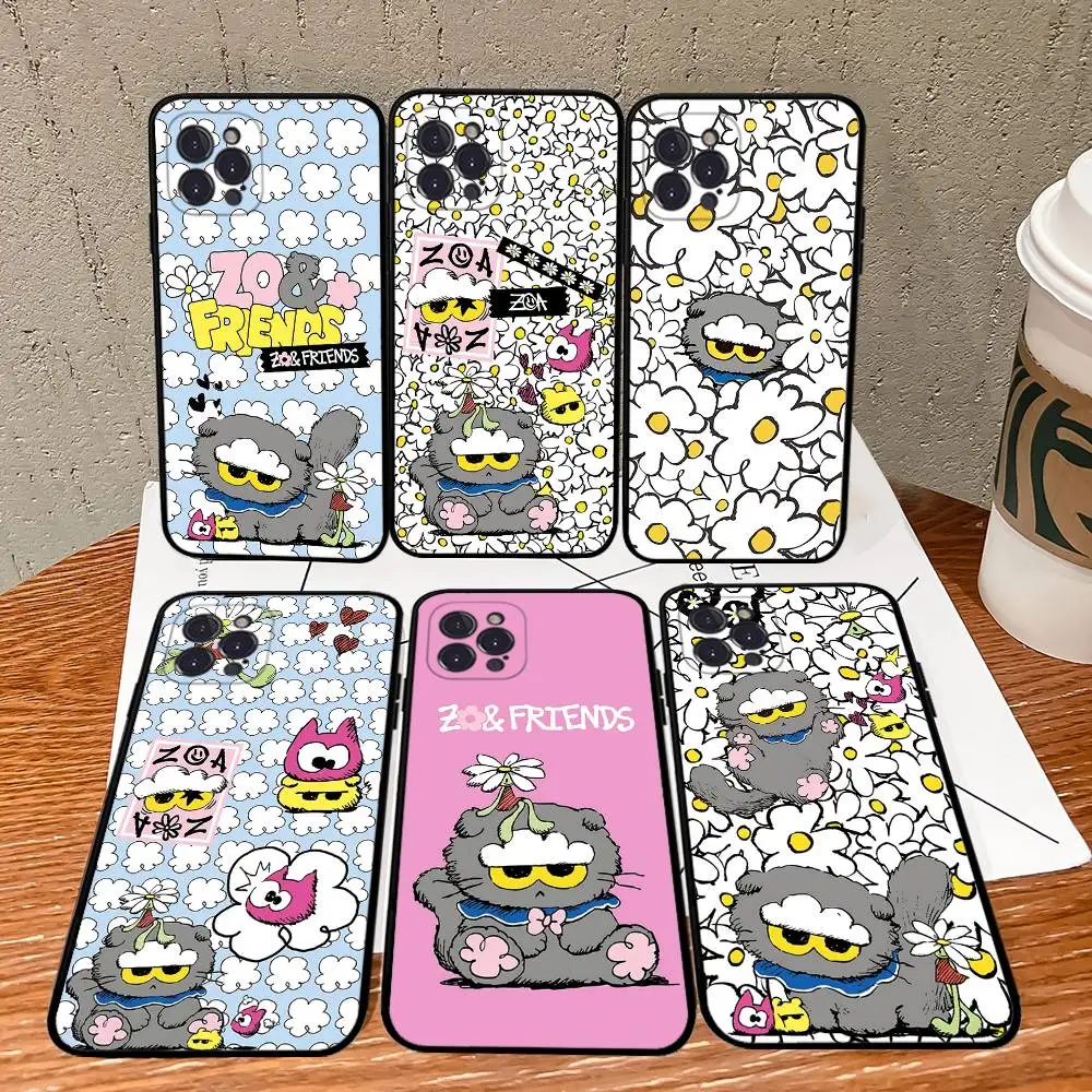 Фото Милый чехол для телефона Z-ZO Friends для iPhone 17 16 15 14 13 12 11 Pro Max Plus mini, силиконовый, черный №1