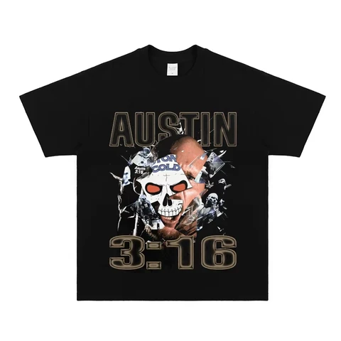 Stone Cold Steve Austin WWE Wrestling винтажная футболка из чистого хлопка с короткими рукавами, высокого качества
