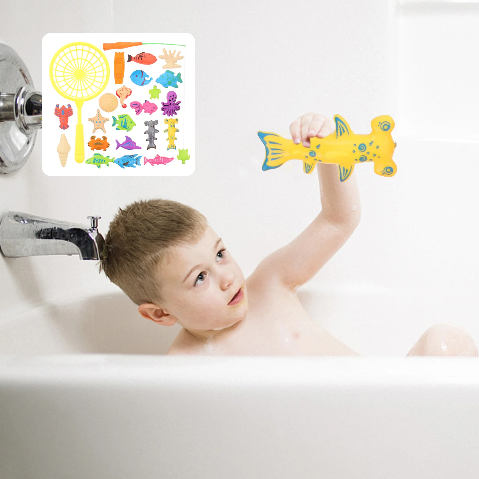 25pcs/set Children's Bath Fishing Set Fun Bathtub Fishing Toys for Kids