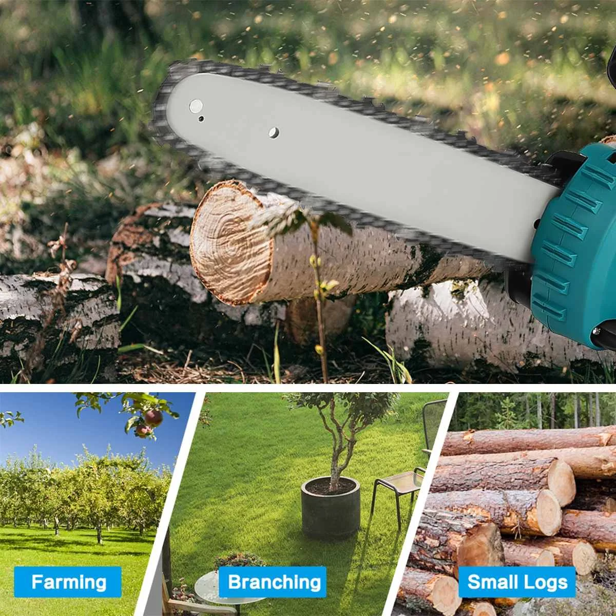 Беспроводная бесщеточная Электрическая цепная пила 12 дюймов заряжаемая Садовая