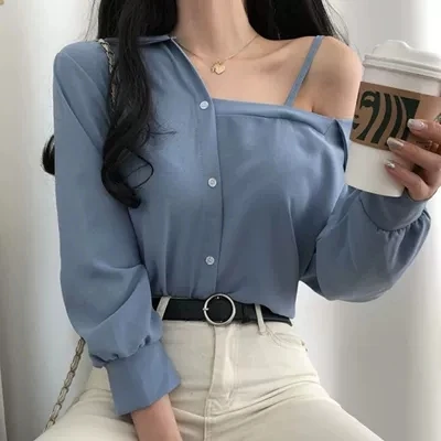 

COIGARSAM Shirt Womens Tops Spaghetti Strap Women Shirts Dropshipping