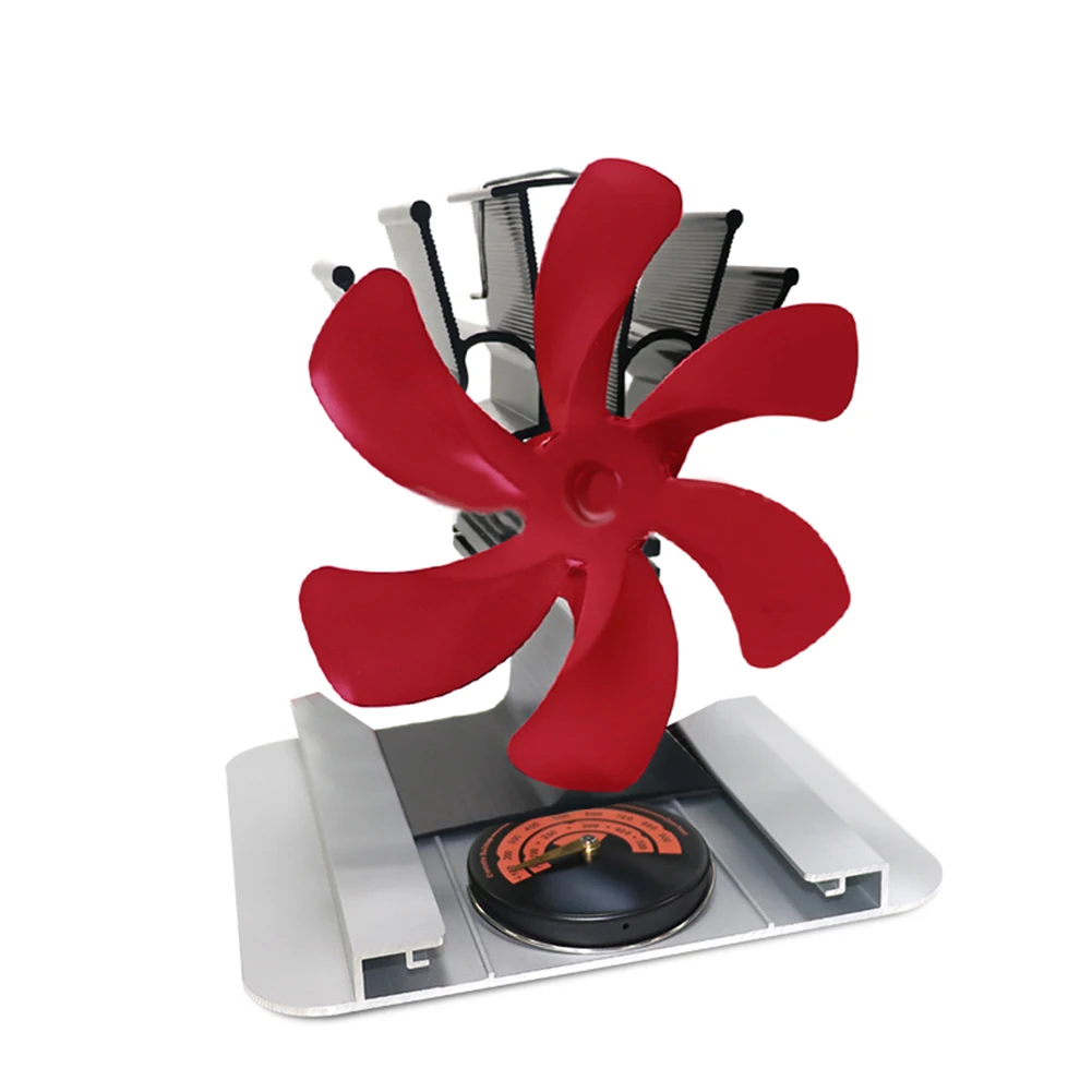 

1pcs Brand New Fireplace Stoves Fireplace Fan Heating Fans For Fireplace Quiet Operation Red Unpowered 6 Blade