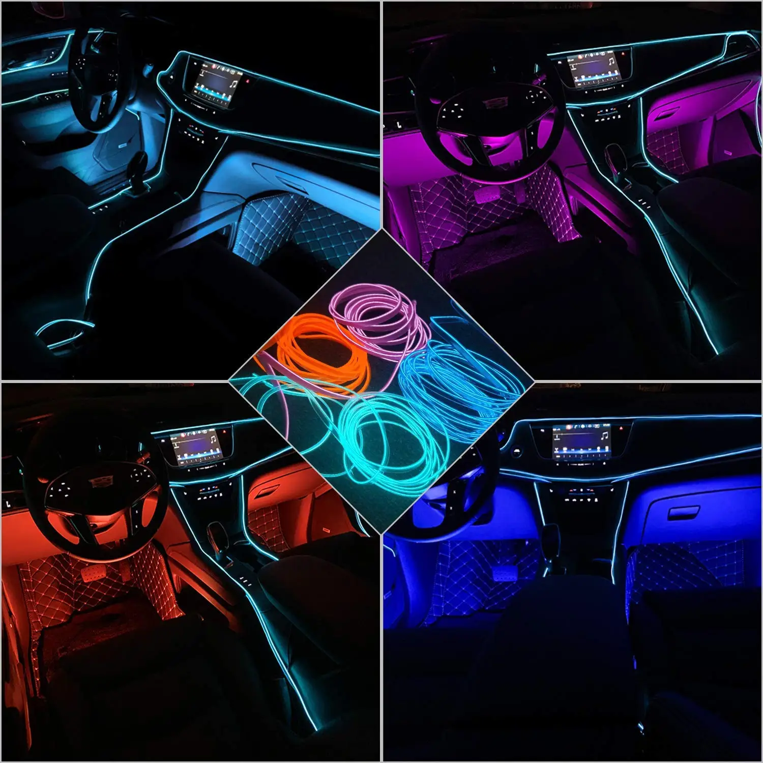 

LED Ambient Lamp Strips Car Interior Atmosphere Light Sound Control With USB DIY Neon Cold Lamp Line Decorative Auto Accessories