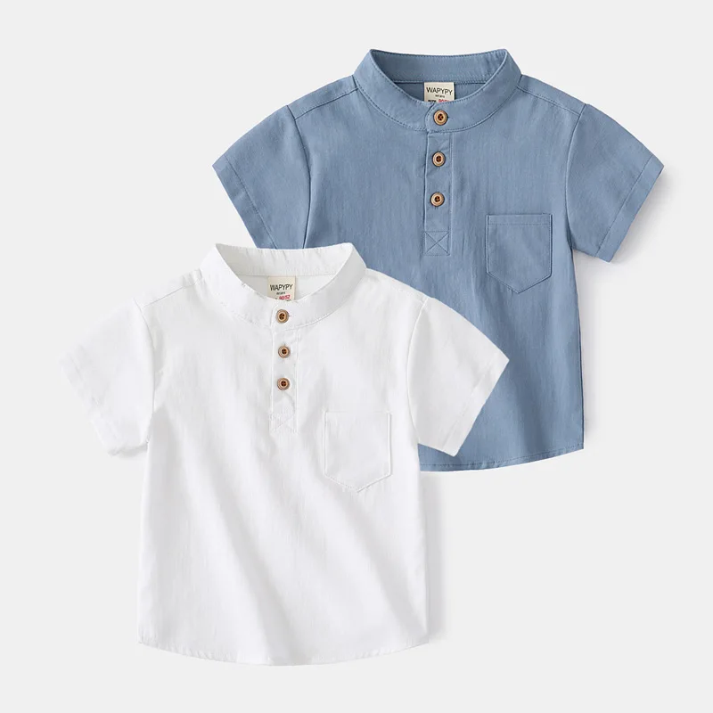 Enlarge White Blouse Boys Summer Tshirts Fashion Toddler Tees Baby Shirts Cotton Kids Children's Clothes Blusa Infantil Camisas Hemden