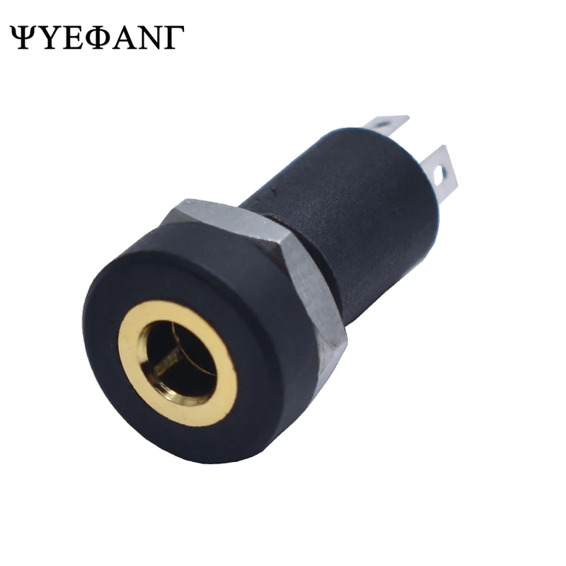 

5PCS PJ-392A 3.5mm 3Pin Audio Jack Socket 3 Pole Solder Panel Mount Connector 3.5 mm Headphone Female With Nut Black
