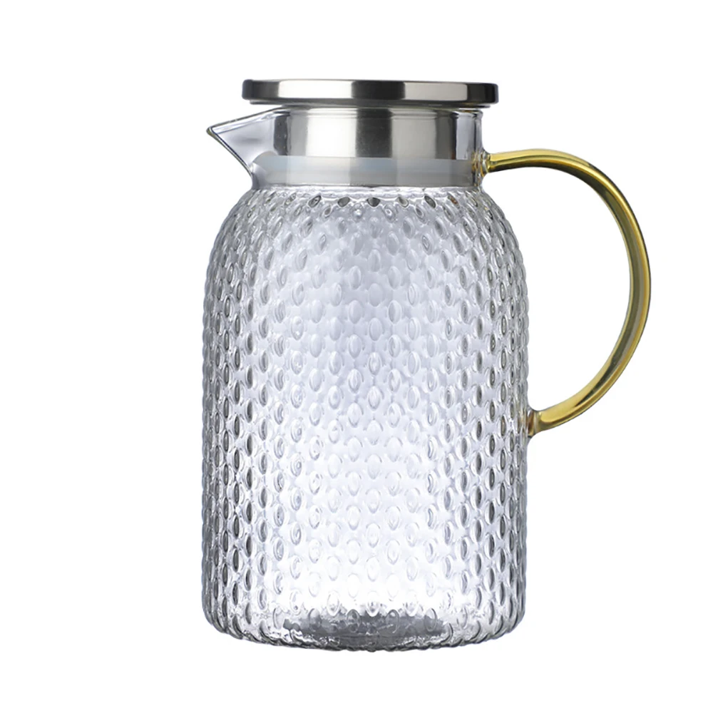 

German Quality 1300ml 1500ml 1900ml Stainless Steel Lid High Borosilicate Glass Drinking Water Pitcher Jug