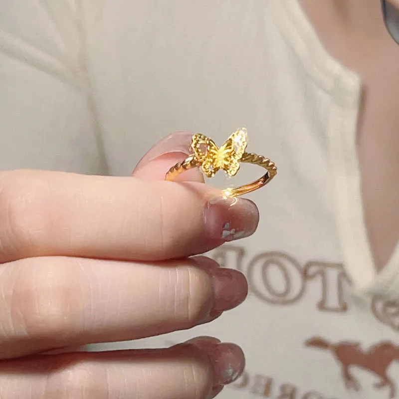 Женское золотое кольцо Yisheng из чистого золота 999 пробы простой браслет